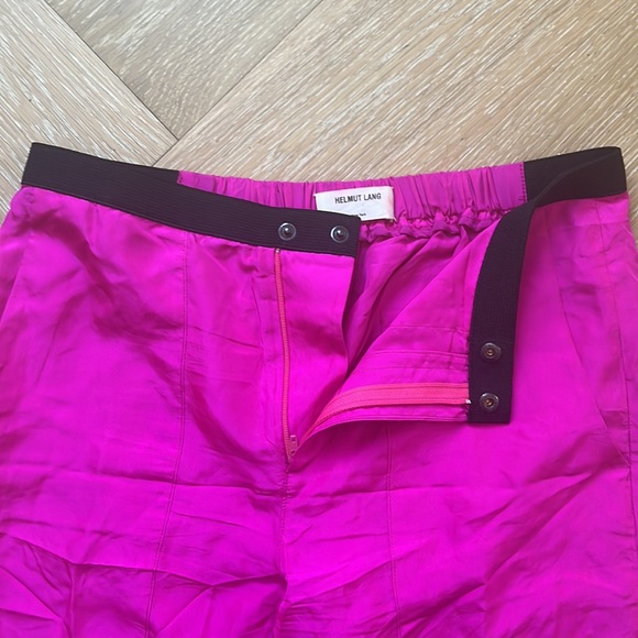 Hot Pink Helmut Lang Silk Joggers - Picture 2 of 5